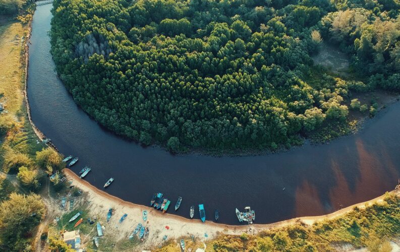 aerial photo of river