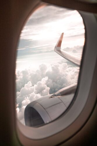 selective focus photo of airplane window